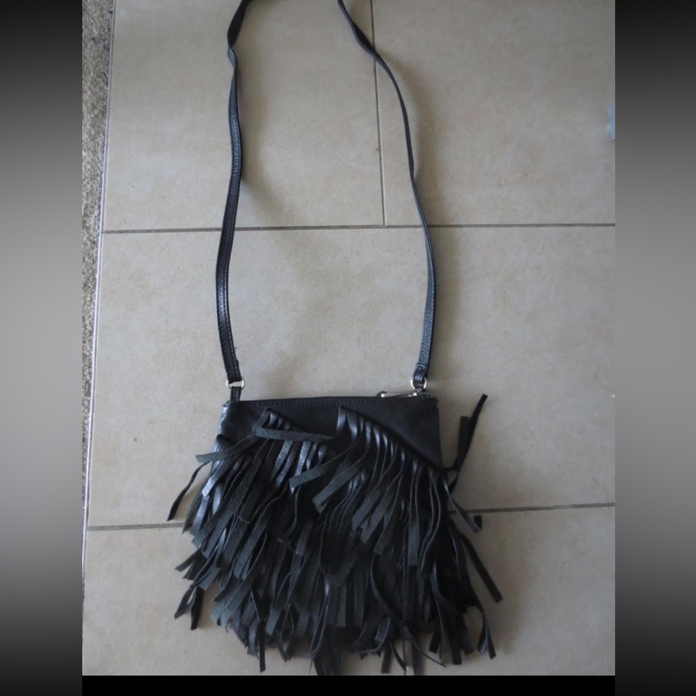 Mango LEATHER FRINGE BOHO CROSSBODY BAG festival